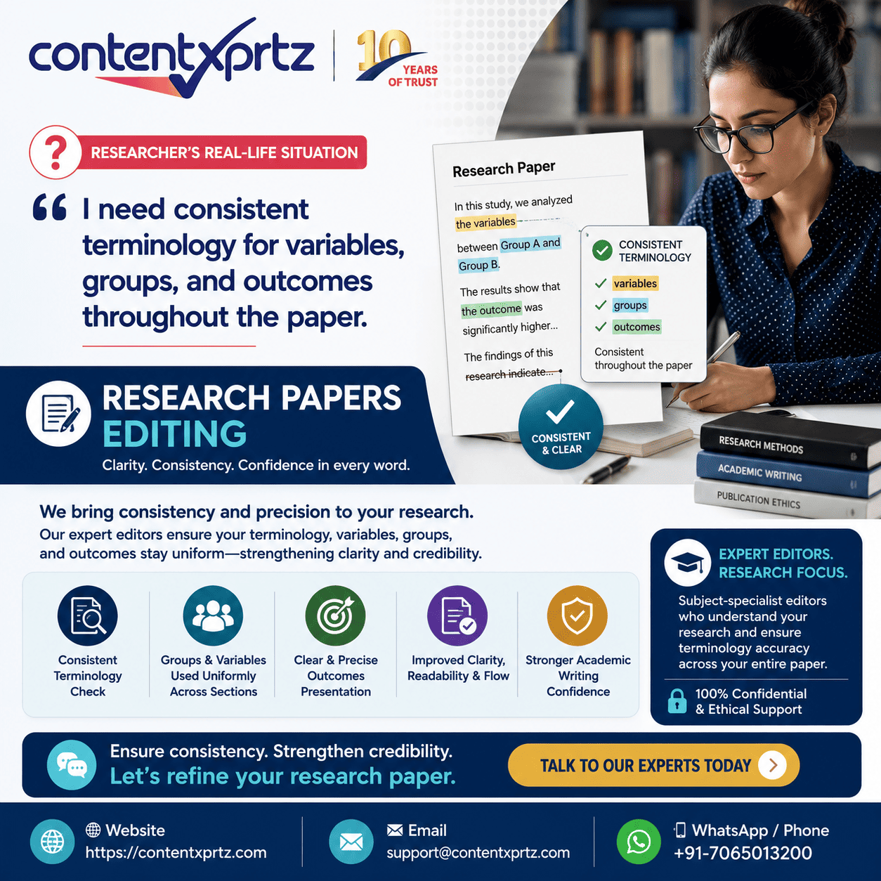 Editing guidance for academic researchers and students by Contentxprtz