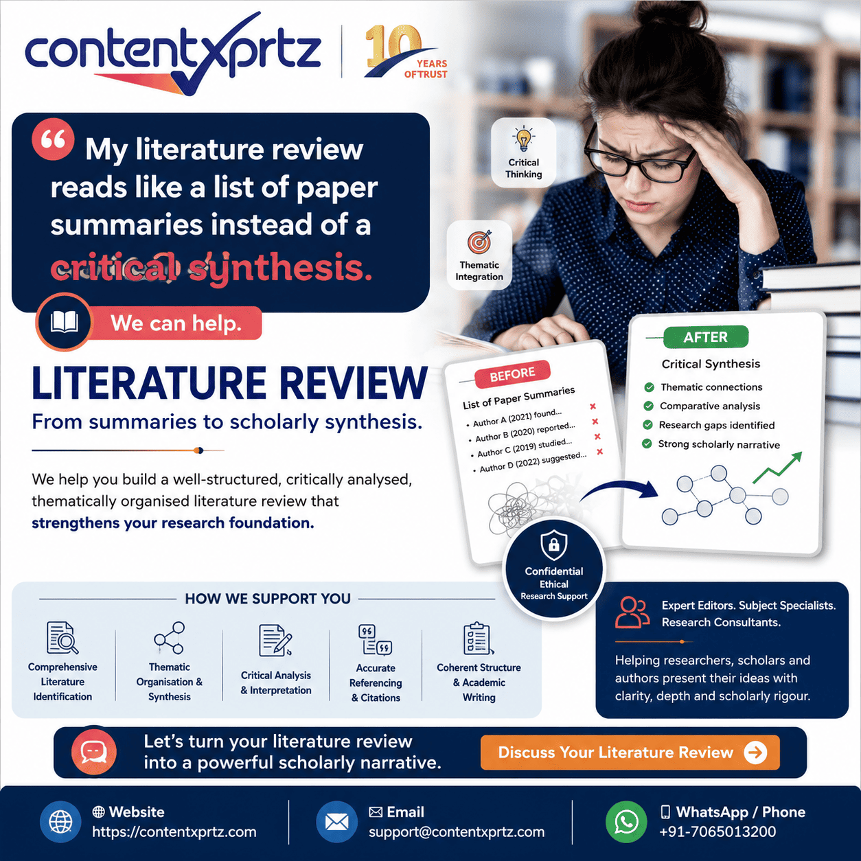 Thesis writing services guidance by Contentxprtz for students and researchers