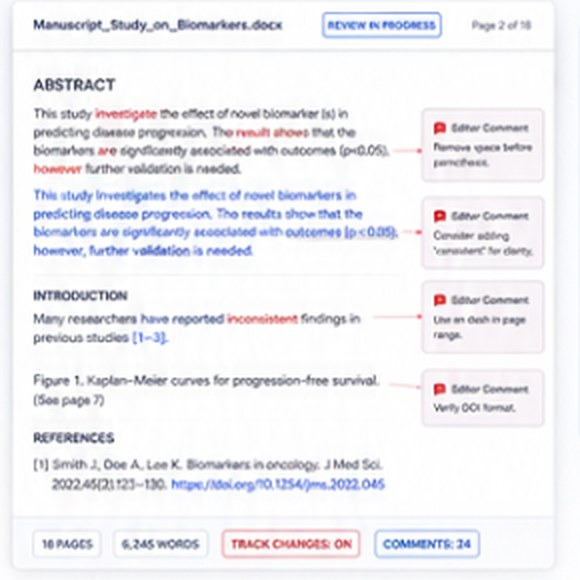 Research manuscript with precise tracked proofreading corrections and editor comments