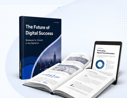 Professional ebook displayed as a finished book, open designed pages, and digital reading layout for ContentXprtz Ebook Service