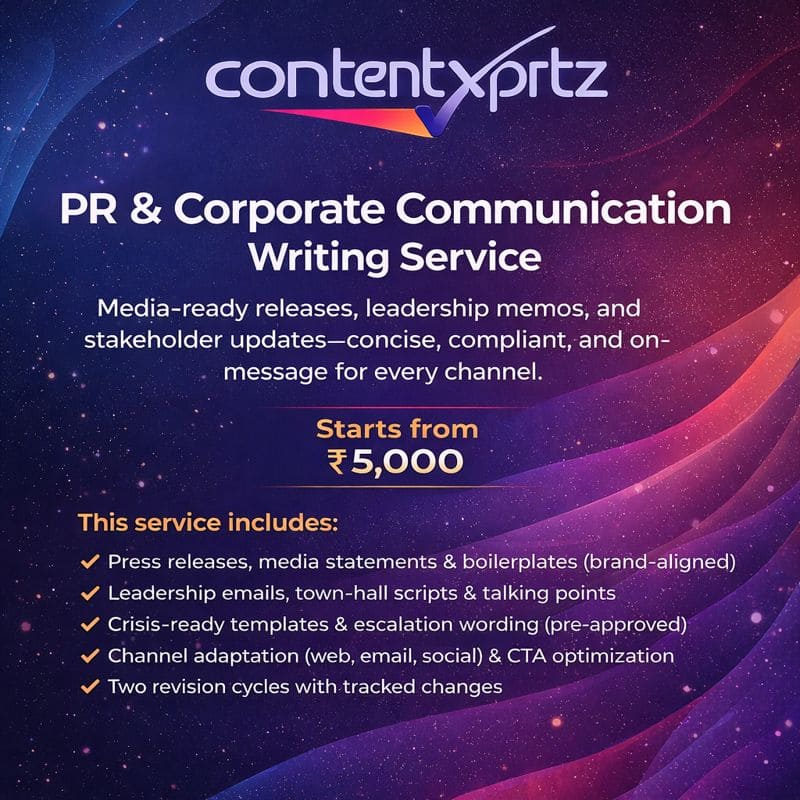 89. PR & Corporate Communication Writing Service